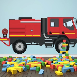 Fire Truck Wall Sticker Wall Decal Print Kids Wall Decor Special Equipment Fire Department Boy Room Wall Sticker Little Fireman Gift