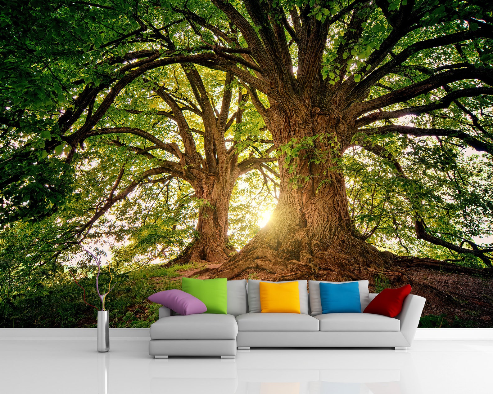 Large Trees Wall Mural Print Peel and Stick Selfadhesive Etsy