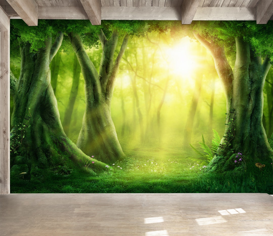 Wall Mural Fairy Forest Wallpaper Kids Wall Decor Peel 'n Stick Magic