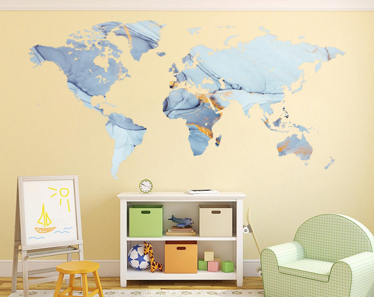 World Map Decal Abstract Wall Decor World Map Wall Art Modern | Etsy