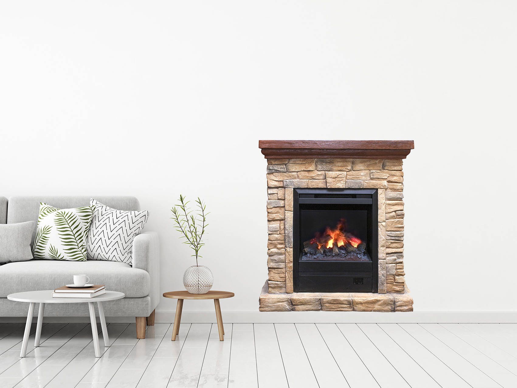 Fireplace Poster Brick Fireplace decal Fireplace Print Wall Etsy
