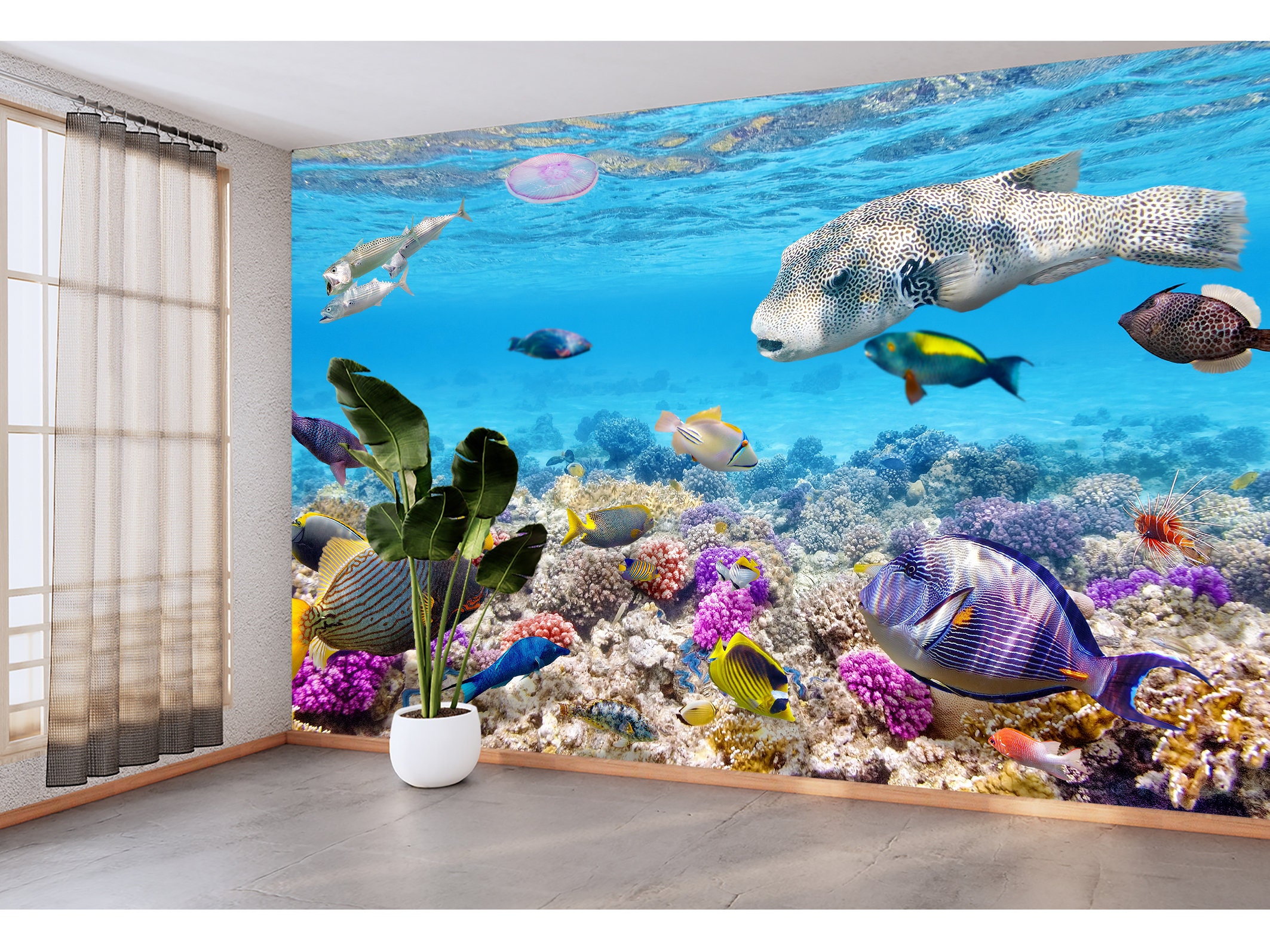 3D Sea Spray Reef Self-adhesive Removeable Wallpaper Wall Mural 1601