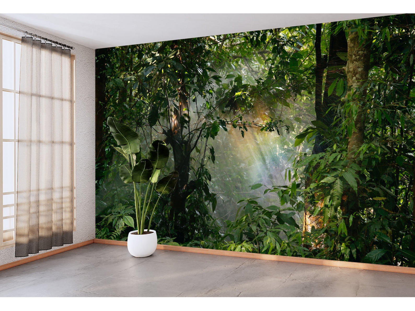 Rainforest Greenery Wall Mural Wallpaper Green Forest Etsy