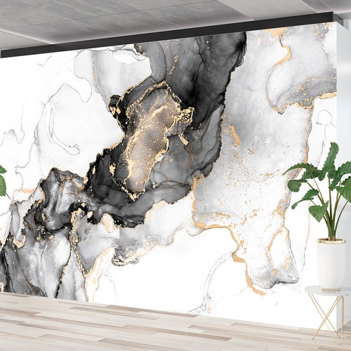 White Marble Wallpaper Peel and Stick Marble Wallpaper Etsy