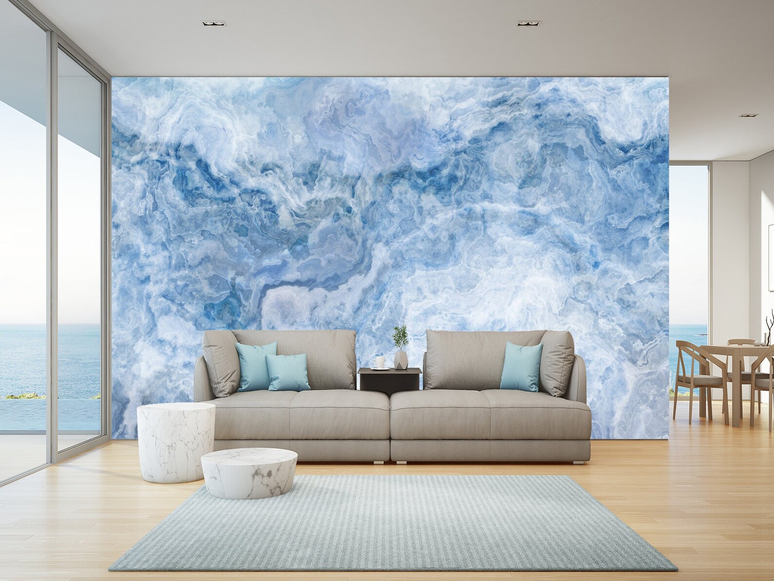Abstract Blue Onyx Wallpaper Marble Wall Mural Peel and Stick - Etsy