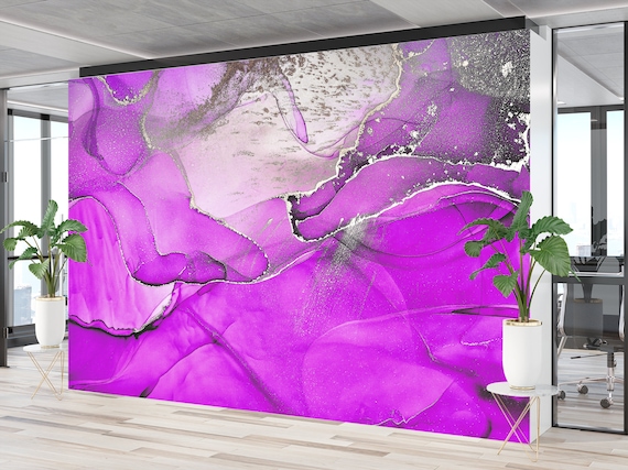 Magenta púrpura pared mural fondo de pantalla pelar y pegar / decoración de  arte de pared de mármol abstracto tradicional -  México