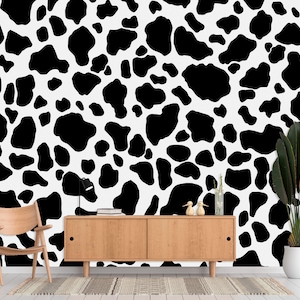 Cow Pattern Wallpaper Peel and Stick Black and White Wall -  Denmark