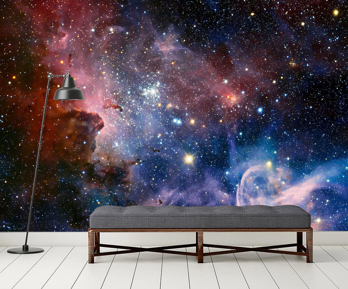 Space Wallpaper Galaxy Wallpaper Peel and Stick Space Wall | Etsy