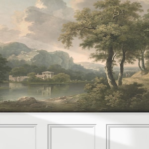Countryside Wallpaper Tree Scenic Wall Mural Wallpaper Peel and Stick Vintage Landscape Wallpaper Bedroom Living Room Wall Decor Pastoral