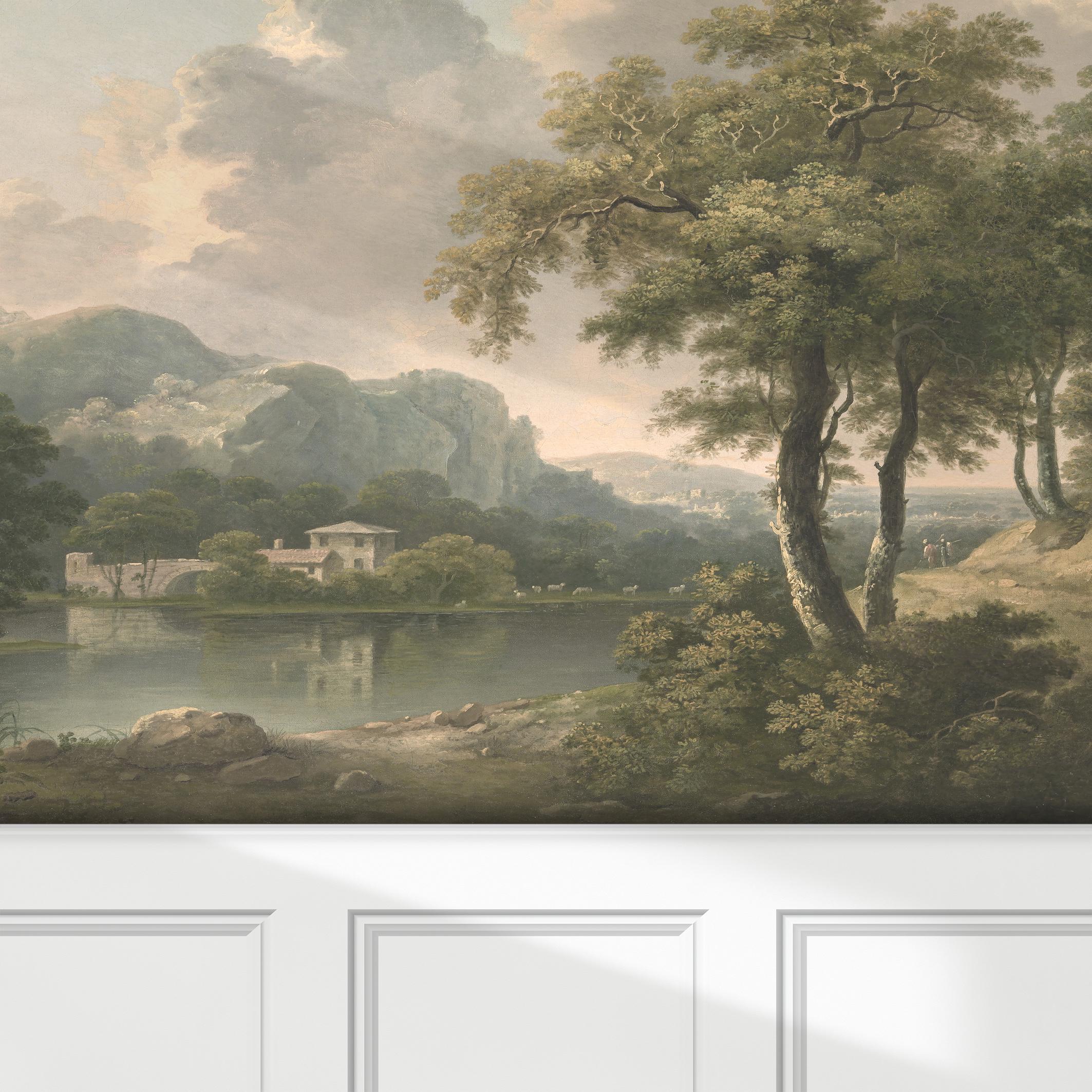 Countryside Wallpaper Tree Scenic Wall Mural Wallpaper Peel and Stick Vintage Landscape Wallpaper Bedroom Living Room Wall Decor Pastoral