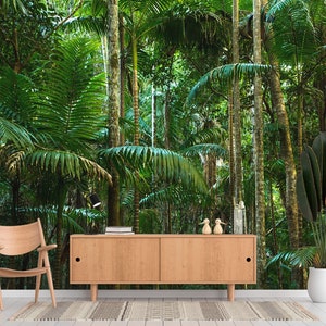 Rainforest Trees Wall Mural Peel and Stick Tropical Forest Wallpaper ...