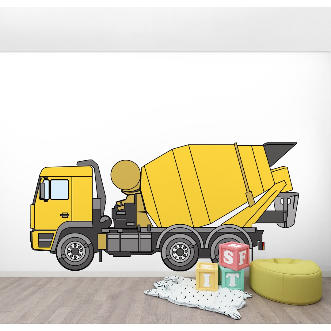 Cement Mixer Truck Wall Decal, Construction Nursery Art Sticker - Etsy