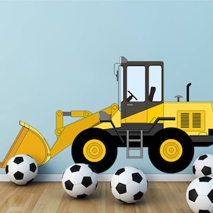 Kids Construction Machinery Wall Decor Bulldozer Wall Decal Heavy Equipment Nursery Playroom Wall Art Yellow Bulldozer Cutout Wall Sticker