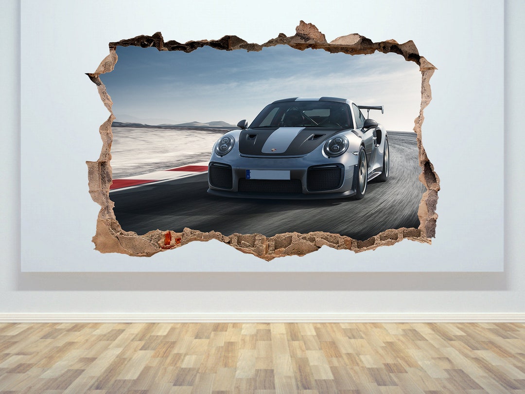 Porsche 911 Wall Car Sticker Boy Room Wall Decor Car Wall Decor Car Wall Art Palyroom Wall Decal