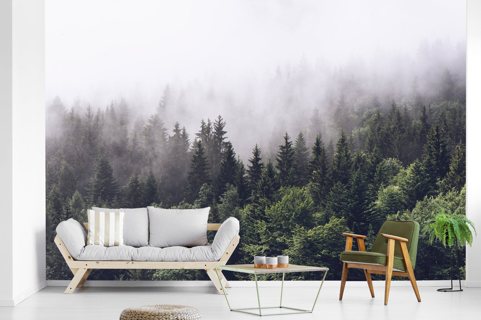 Amazing Foggy Forest Wallpaper Bedroom Nursery Self-adhesive | Etsy