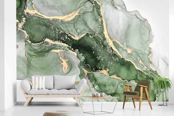 Abstract Sage Green Marble Wall Mural Wallpaper Peel and Stick - Etsy UK