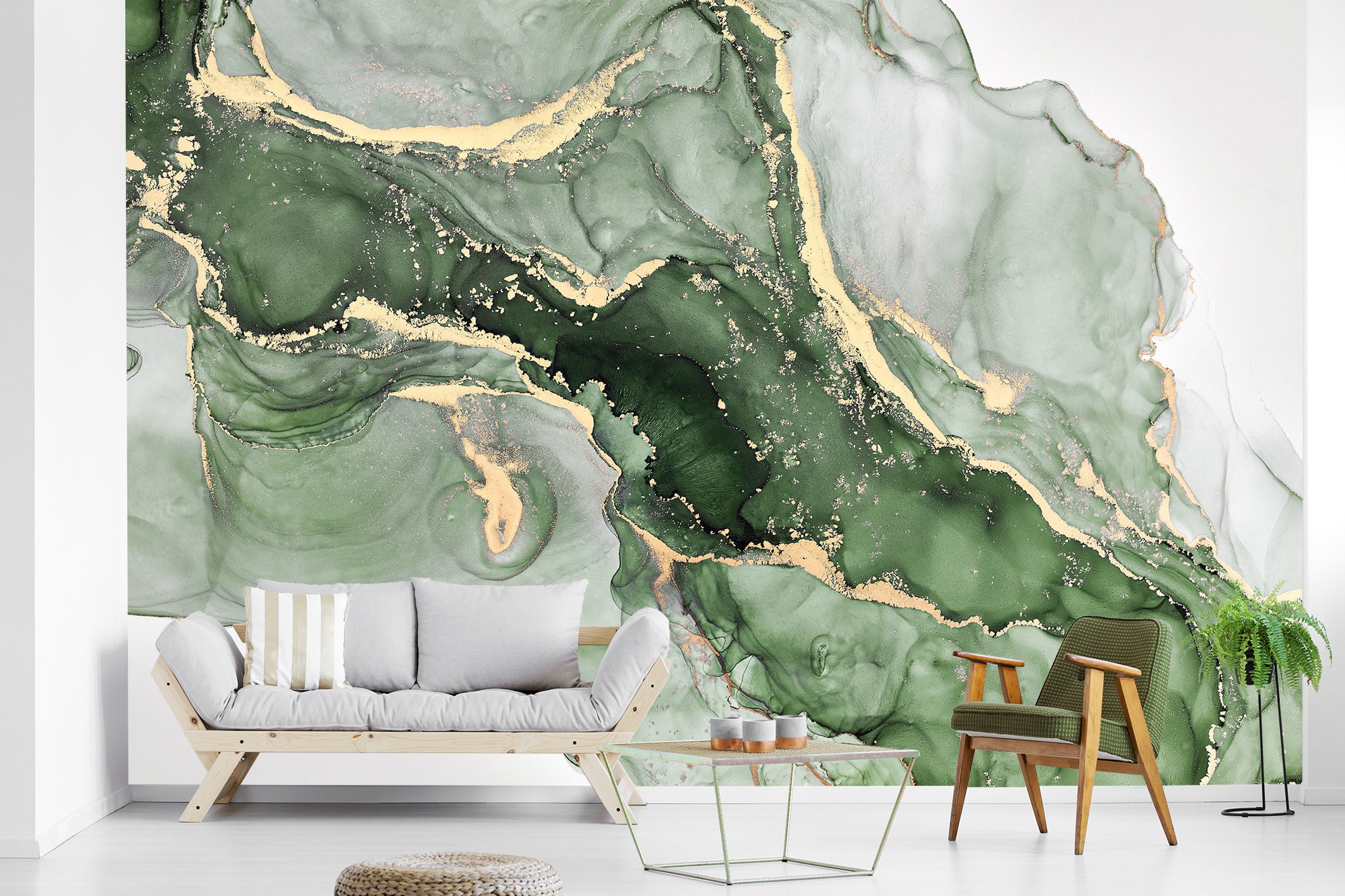 Abstract Sage Green Marble Wall Mural Wallpaper Peel and Stick Etsy