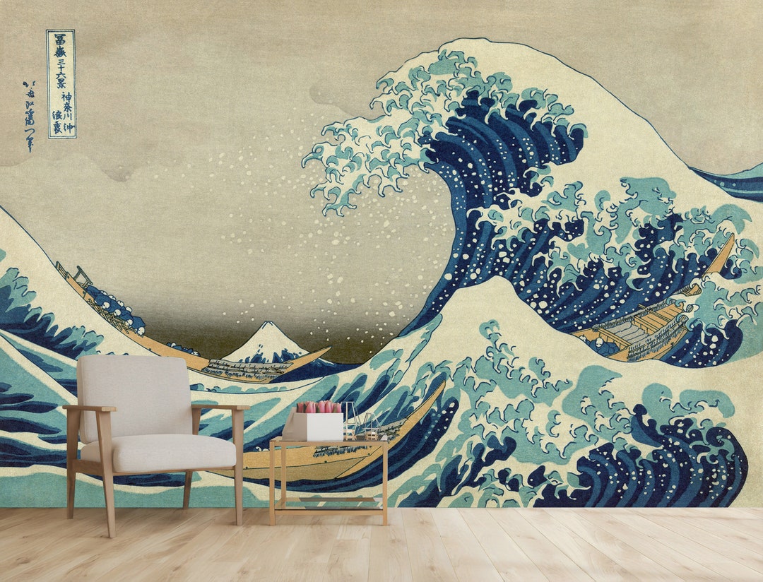 Japanese Great Wave Wallpaper Wall Mural Peel and Stick Self Adhesive