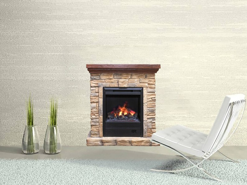 Fireplace Poster Brick Fireplace Decal Fireplace Print Wall Etsy