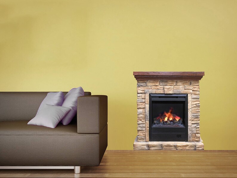 Fireplace Poster Brick Fireplace Decal Fireplace Print Wall Etsy