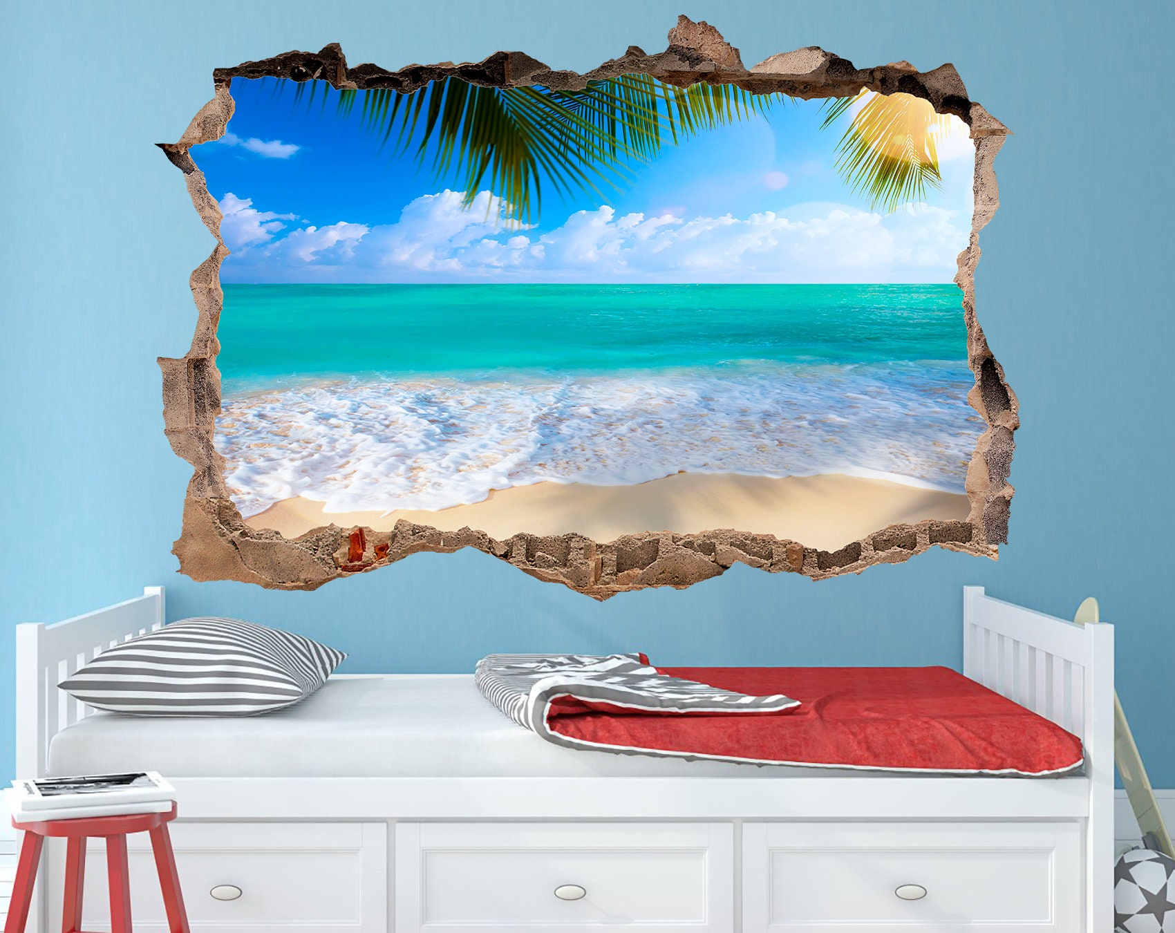 Tropical Beach Wall Decal Beach Wall Art Beach Wall Decor Sea Etsy