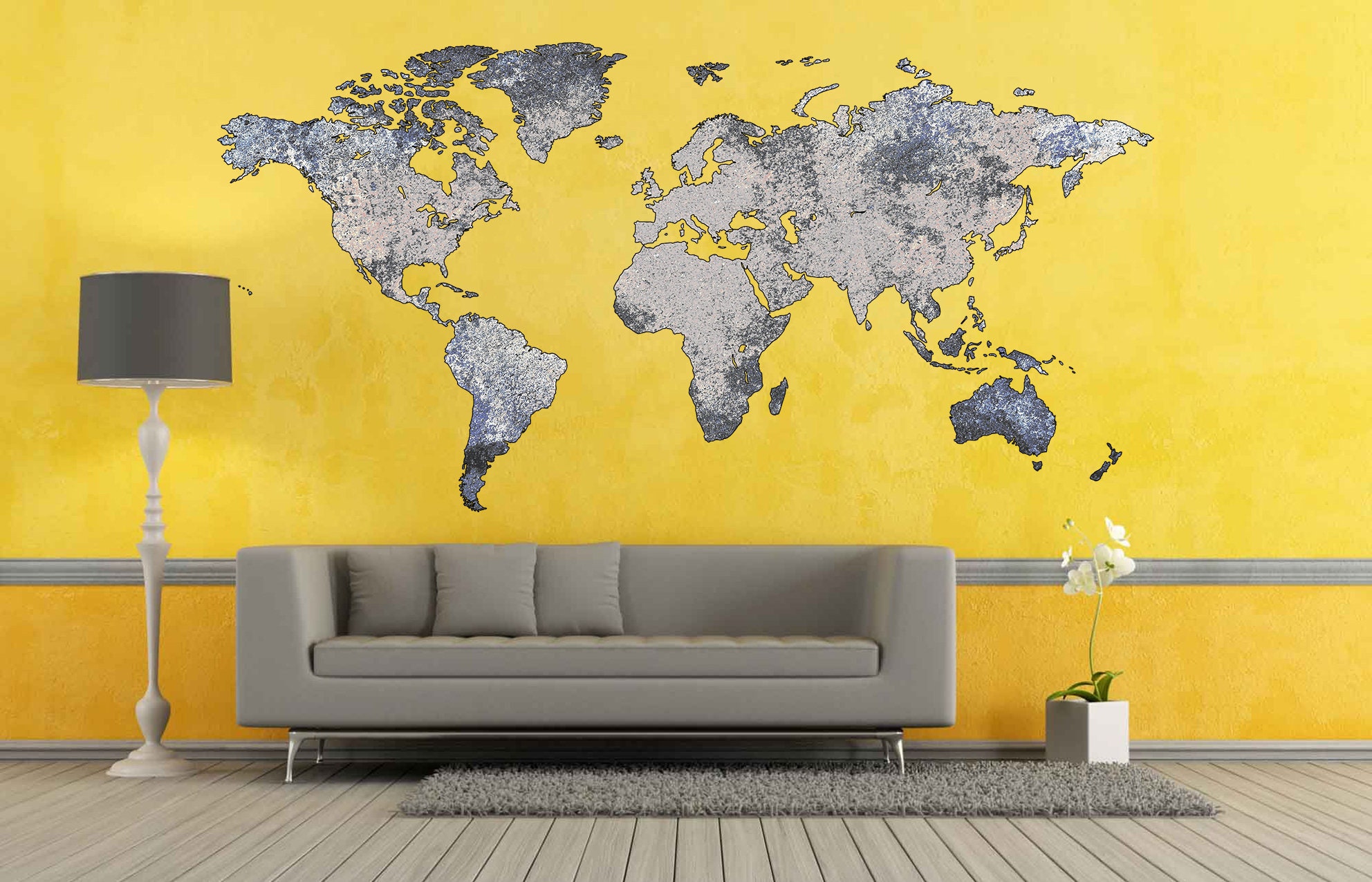 World map decal Abstract World map sticker World map prints Etsy
