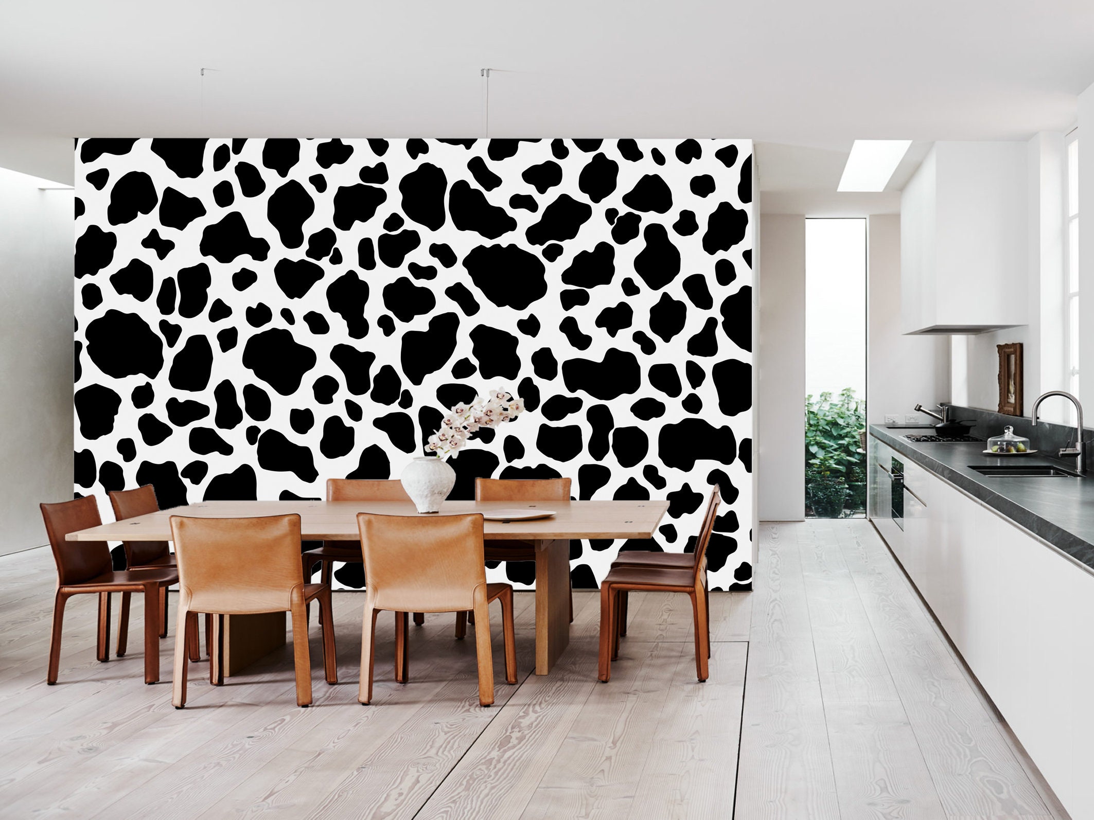Cow Pattern Wallpaper Peel and Stick Black and White Wall - Etsy