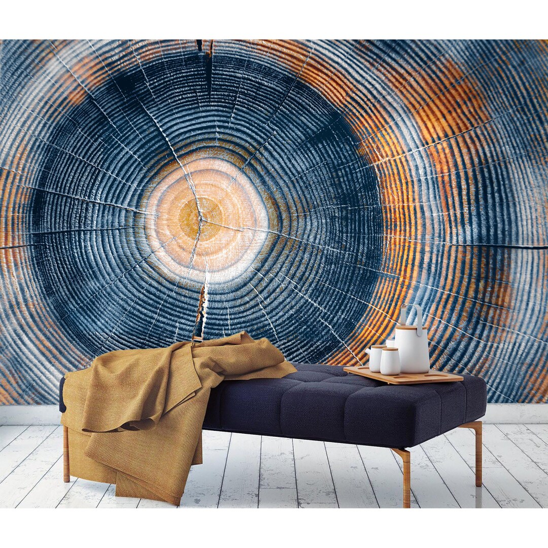 Tree Stump Rings Mural Tree Rings Wallpaper Mural – Rustic Wood Slice Wall Art Print - Etsy