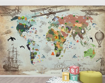 Amazon.co.jp: DECOWALL DL3-2212 特大 カラフルな世界地図