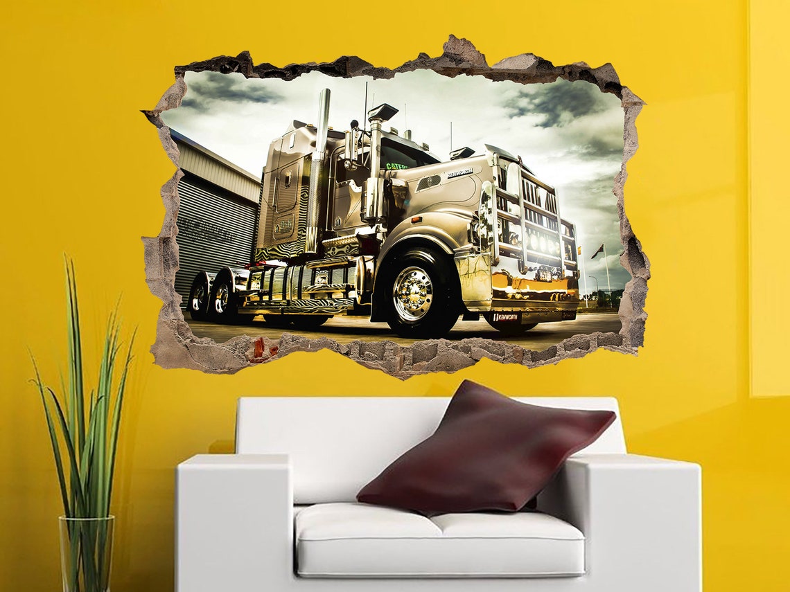 Semi Truck Wall Decal Truck Wall Sticker Boy Room Wall Decor Etsy