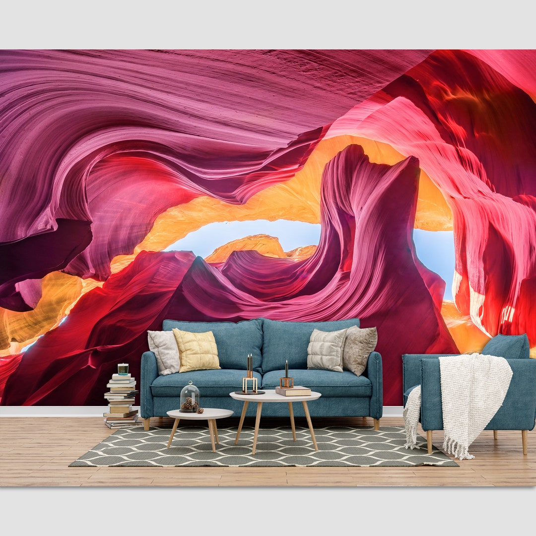 Pink Orange Rocks Antelope Canyon Wallpaper Peel and Stick Wall Mural