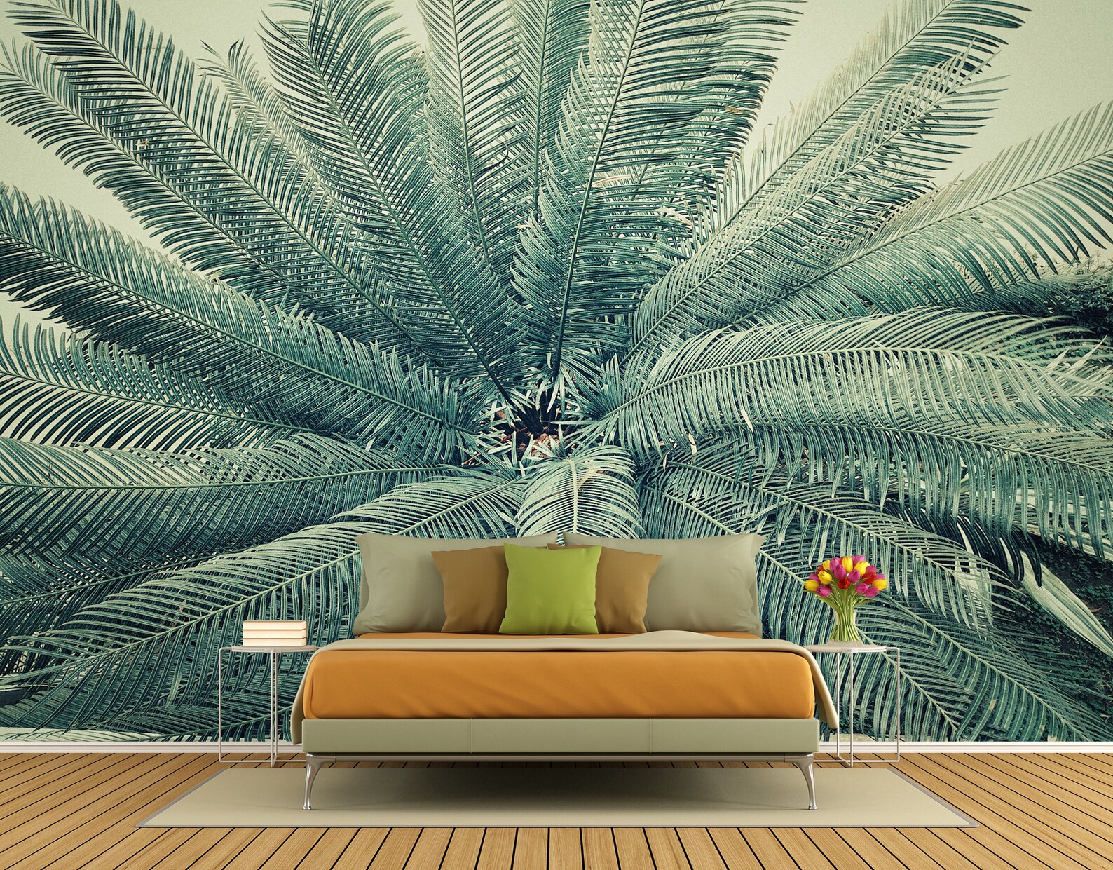 Palm Leaf Tropical Forest Peel and Stick Vinyl Wallpaper Etsy