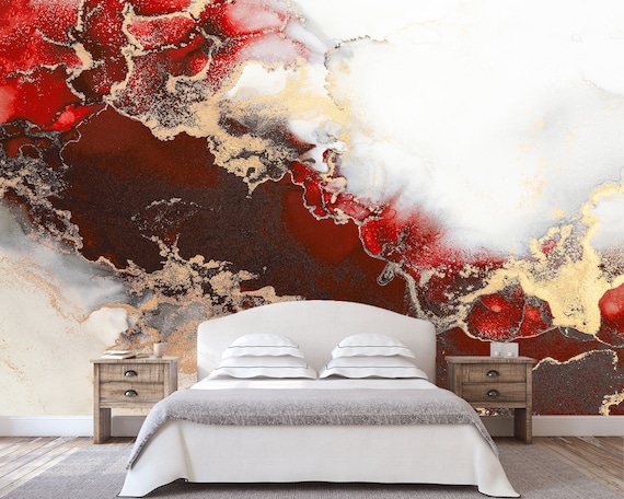Red Abstract Marble Wall Mural Peel and Stick Wallpaper Bedroom Living Room Wallpaper Red Marble Wall Decor Custom Size Luxury Accent Wall Etsy Canada
