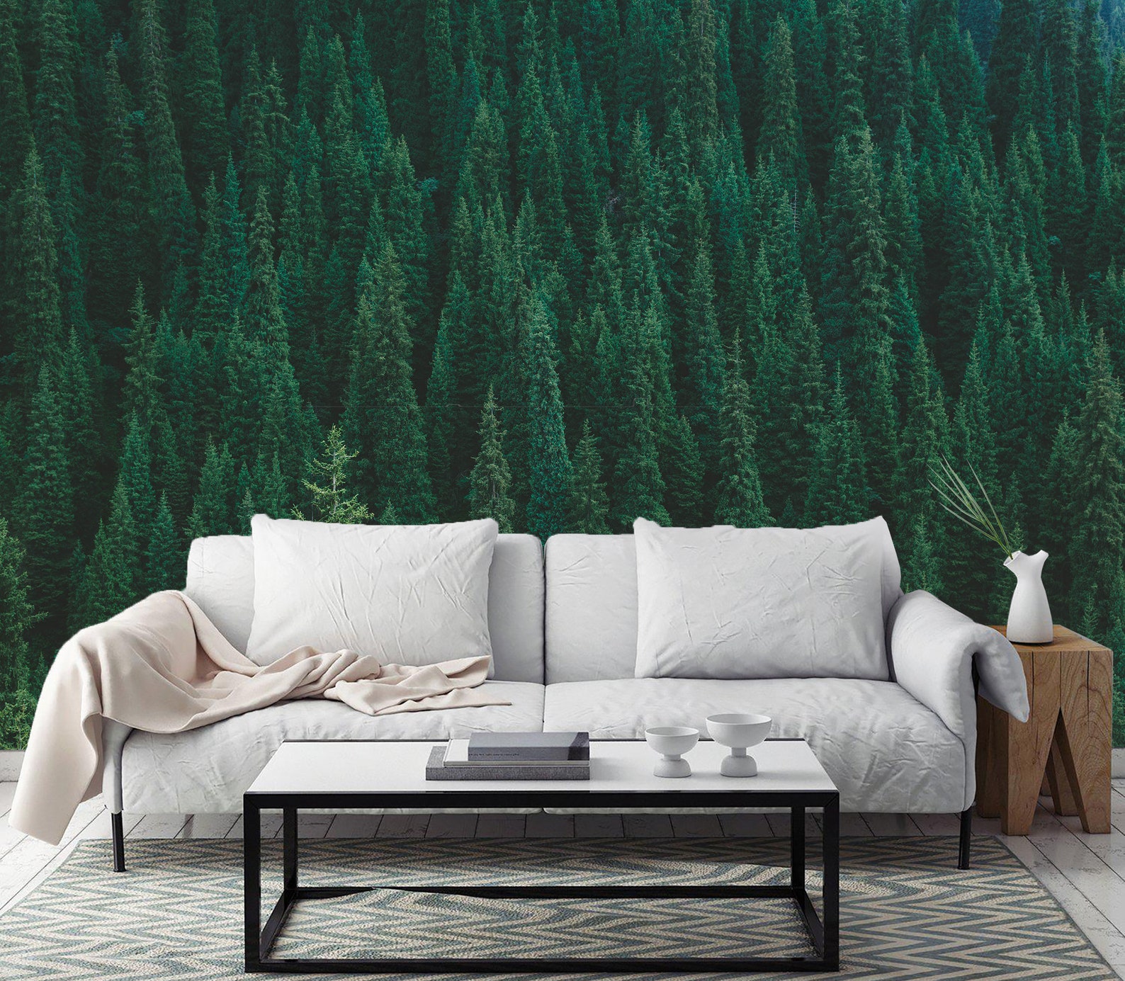 Pine Forest Peel and Stick Green Wallpaper Self-adhesive Home | Etsy
