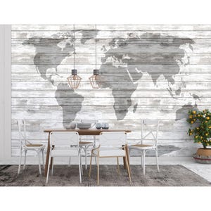 Minimalist World Map Mural Wallpaper Peel and Stick / Traditional - Living Room Office Modern Wallpaper