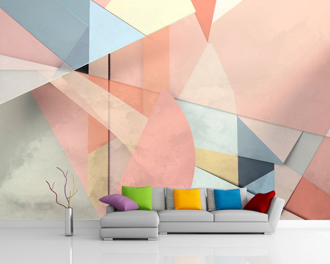 Geometric Wallpaper Classroom Kids Room Wall Mural Peel and Stick - Etsy