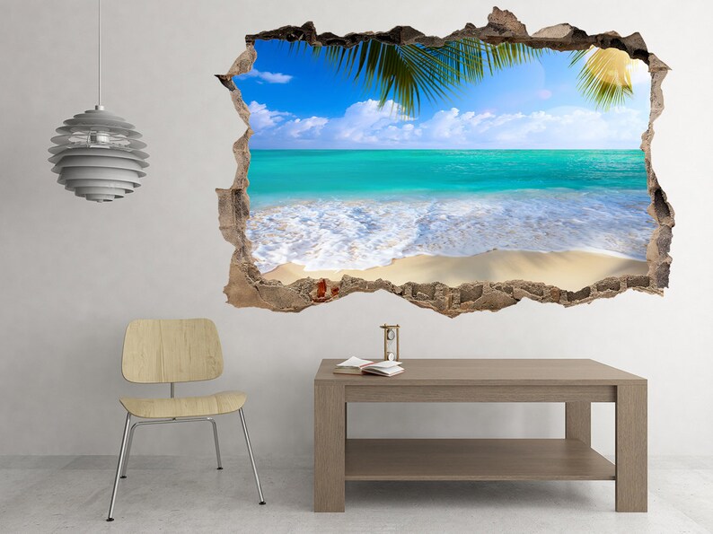 Tropical Beach Wall Decal Beach Wall Art Beach Wall Decor Sea Etsy