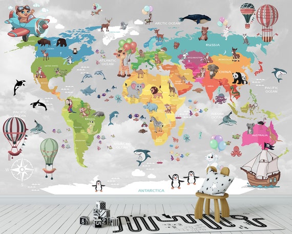 Buy Cartoon World Map Peel & Stick Kids World Map Vinyl Wallpaper Online in India - Etsy Buy Cartoon World Map Peel & Stick Kids World Map Vinyl Wallpaper Online in India - Etsy
