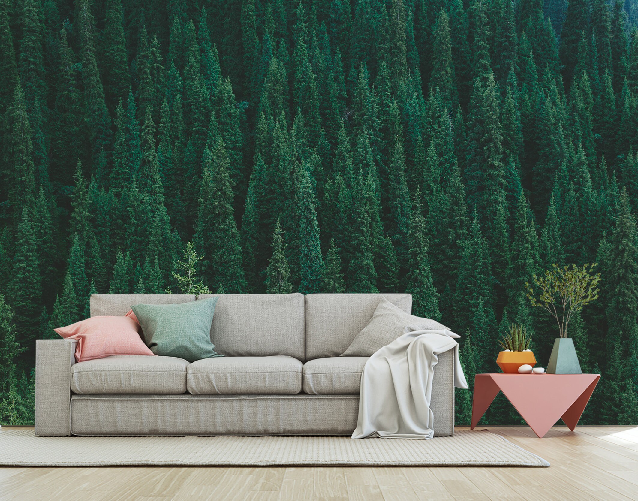 Pine Forest Peel and Stick Green Wallpaper Self-adhesive Home | Etsy