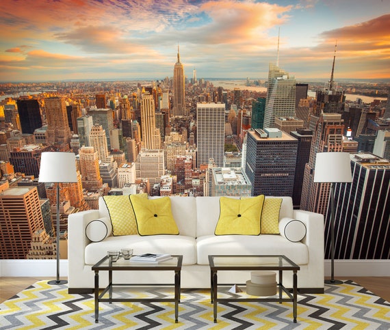 New York City Sunset Wallpaper Peel and Stick Wall Mural NY - Etsy Singapore New York City Sunset Wallpaper Peel and Stick Wall Mural NY - Etsy Singapore