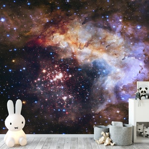Mysterious Deep Space Photo Mural Wallpaper Self-adhesive / Traditional Wallpaper Dark Space Stars Nebula Astronomy Wallpaper Cosmic Bedroom