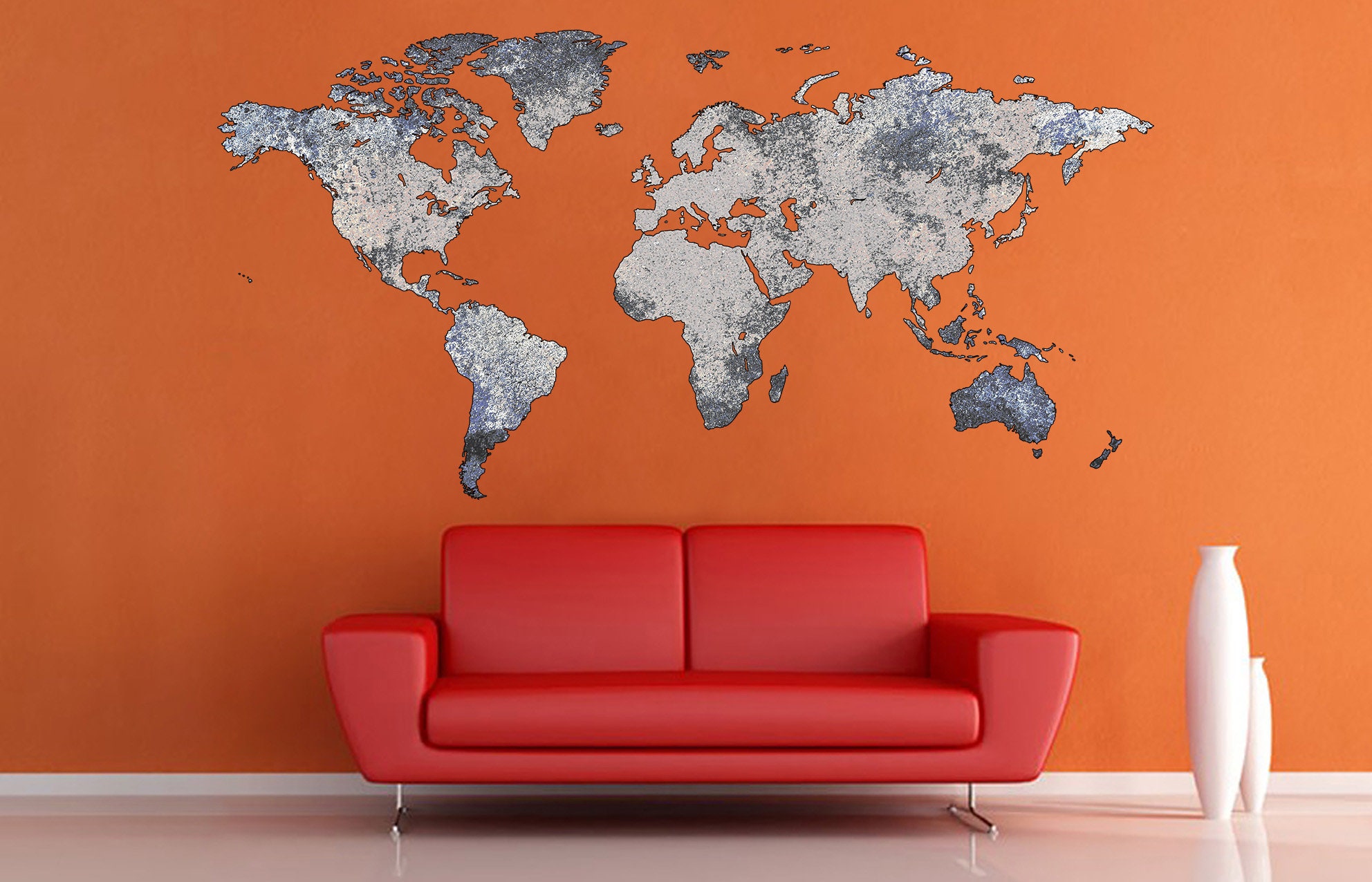 World map decal Abstract World map sticker World map prints Etsy