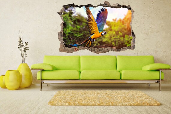 Blue & Yellow Macaw Bird Wall Decal - Removable Peel & Stick Wall Art For Nursery & Rooms