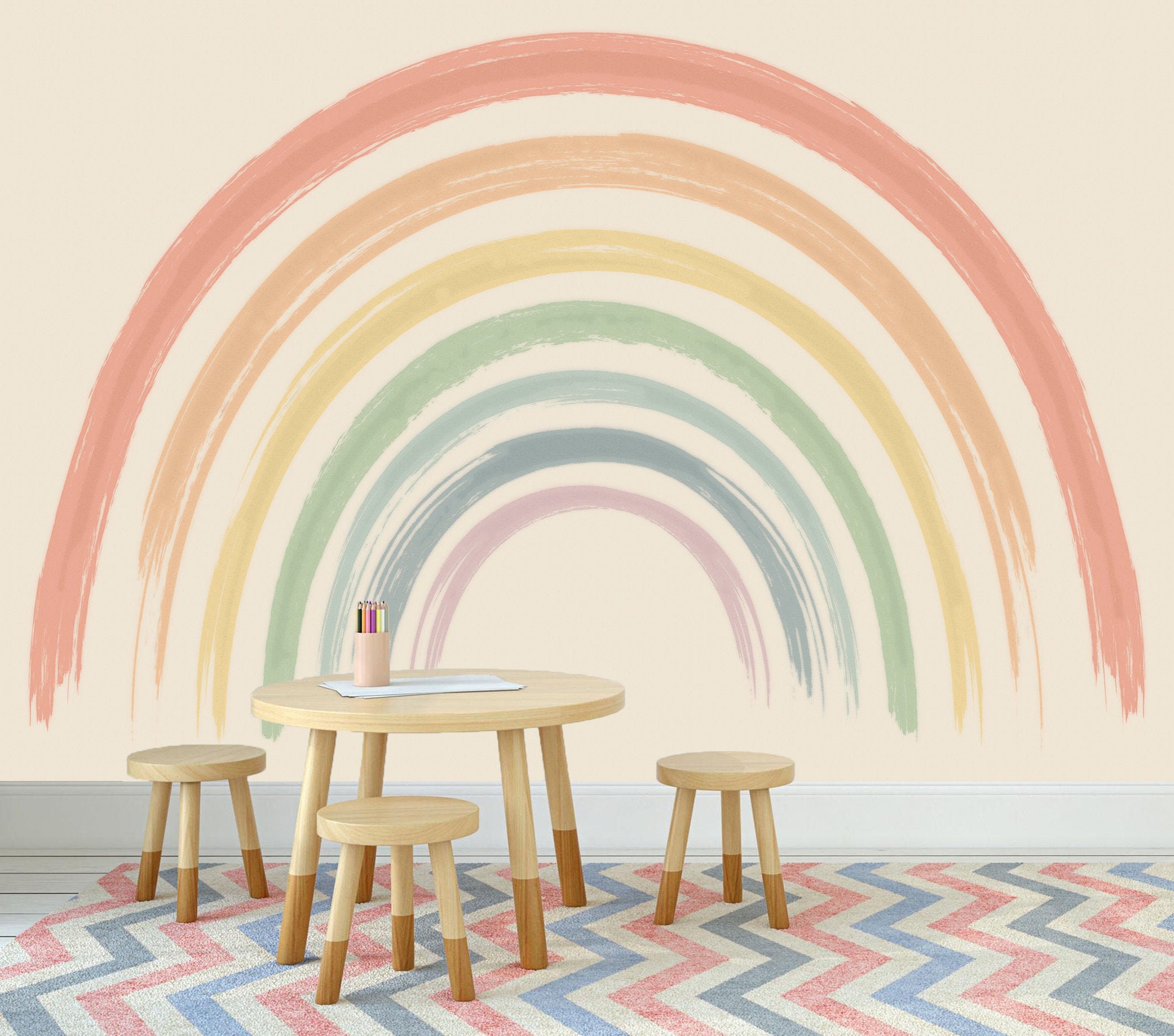 Boho Rainbow Wallpaper Baby Bedroom Wall Decor Peel and Stick Etsy