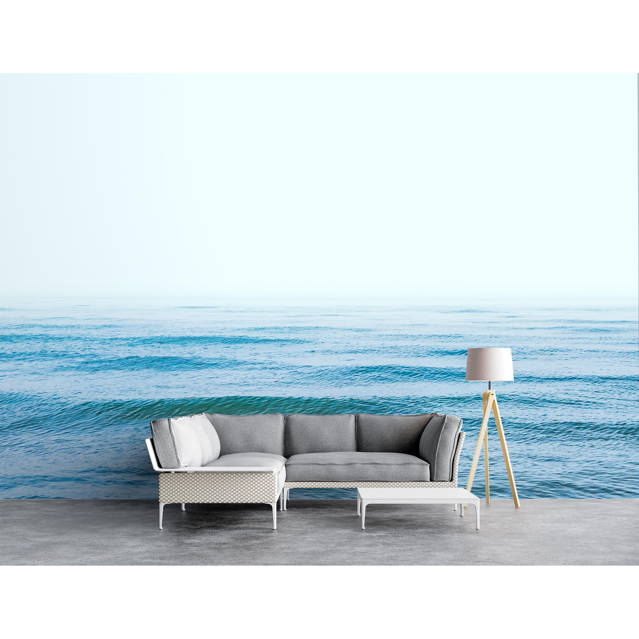 Minimalist Blue Sea Wallpaper | Ocean Waves Peel and Stick Mural ...