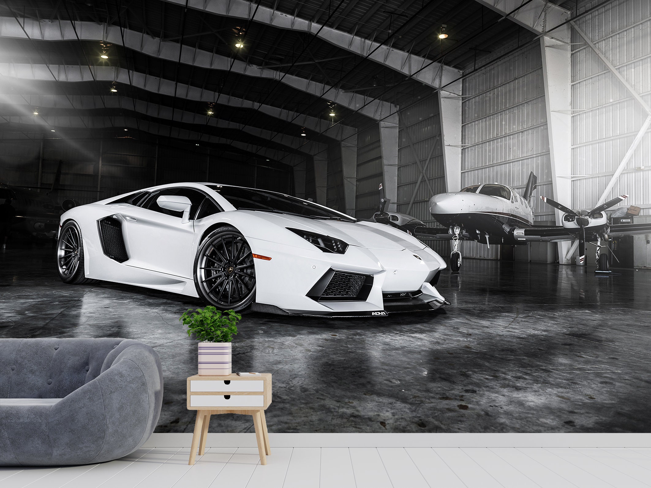 Lamborghini Mural Peel and Stick Vinyl Wallpaper Wall Mural Car Wall