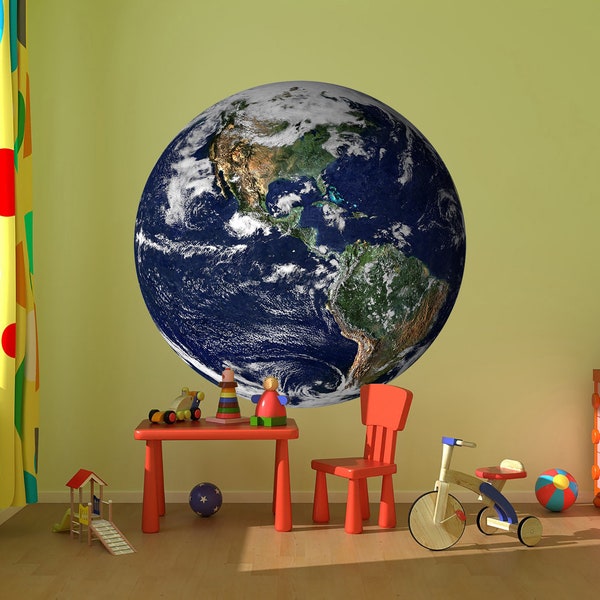 Earth Palnet Wall Sticker Nursery Kids Room Printed Decal Planet Wall Decal Earth Wall Decor Earth Wall Sticker Space Wall Art Planets Decal