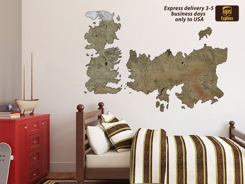 game of thrones map decal got map game thrones sticker world | etsy