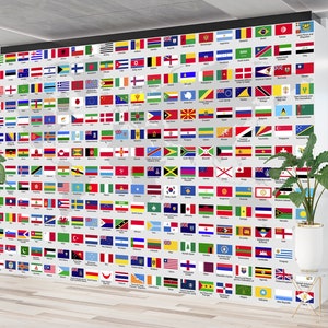 Wall Mural - Flags of the countries of the World - Peel and Stick /Unpasted Wallpaper Travel Room Wall Decor Office Wallpaper Office Murals