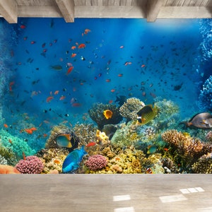 Underwater World Wallpaper Colorful Fish Wallpaper Coral Reef Wallpaper Sea Life Wallpaper Ocean Wallpaper Peel and Stick Wall Mural Decor